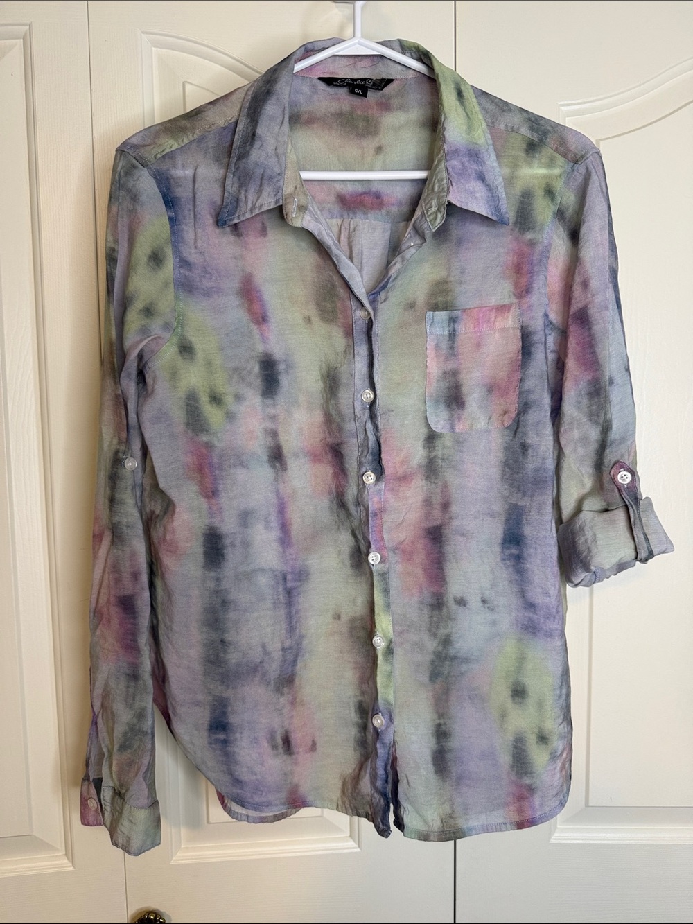 Charlie B Women's Lightweight Tie-Dye Button-Up Shirt - Pastel Multi